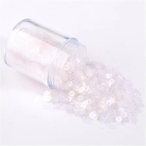 Pailletten für Aufnähen, 1 Box s 2mm 3mm 4mm 5mm 6mm Flache Runde Lose s for DIY Handwerk Frauen Kleidung Zubehör(White Transparent,4mm 1box) von VHTDFEVXO