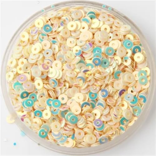 Pailletten für Aufnähen, 10 g, Größe 3 mm, flach, rund, lose(Beige) von VHTDFEVXO