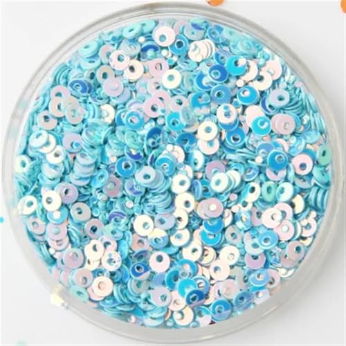 Pailletten für Aufnähen, 10 g, Größe 3 mm, flach, rund, lose(Light Blue) von VHTDFEVXO