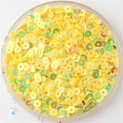 Pailletten für Aufnähen, 10 g, Größe 3 mm, flach, rund, lose(Yellow) von VHTDFEVXO
