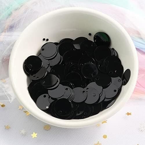 Pailletten für Aufnähen, 10 g/Packung, verschiedene Größen, schwarz, PVC, flach, rund, oval, Pailletten, Damen, komplettes Kleid, DIY, Nähzubehör, 50 mm, 12 Stück(10mm) von VHTDFEVXO
