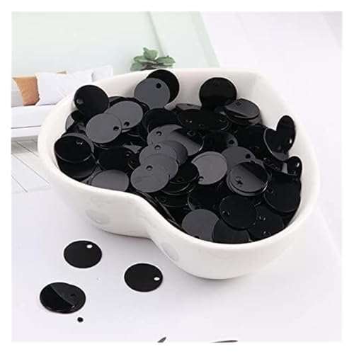 Pailletten für Aufnähen, 10 g/Packung, verschiedene Größen, schwarz, PVC, flach, rund, oval, Pailletten, Damen, komplettes Kleid, DIY, Nähzubehör, 50 mm, 12 Stück(12mm) von VHTDFEVXO