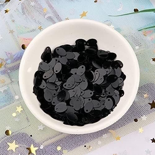 Pailletten für Aufnähen, 10 g/Packung, verschiedene Größen, schwarz, PVC, flach, rund, oval, Pailletten, Damen, komplettes Kleid, DIY, Nähzubehör, 50 mm, 12 Stück(5x8mm) von VHTDFEVXO