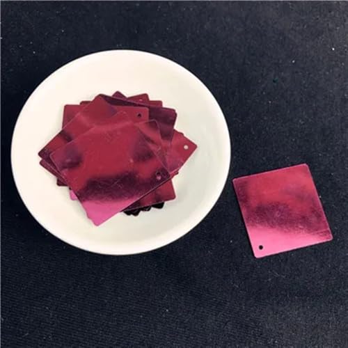 Pailletten für Aufnähen, 100 teile/los 30mm Große Quadratische ss Flache Lose for Frauen Kleidungsstücke Nähzubehör mit 1 Loch(Wine Red) von VHTDFEVXO
