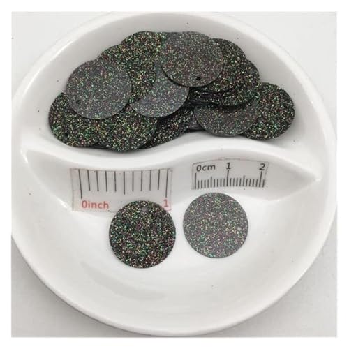 Pailletten für Aufnähen, 20 mm Glitzer mit seitlichem Loch, flach, rund, lose, for Nähen, for Hochzeitsdekoration, Basteln, Scrapbook, DIY-Zubehör, 10 g(Black) von VHTDFEVXO