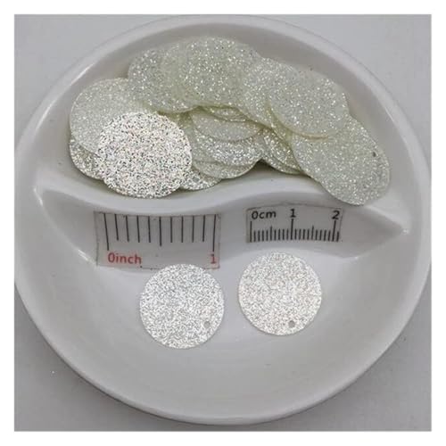 Pailletten für Aufnähen, 20 mm Glitzer mit seitlichem Loch, flach, rund, lose, for Nähen, for Hochzeitsdekoration, Basteln, Scrapbook, DIY-Zubehör, 10 g(White) von VHTDFEVXO
