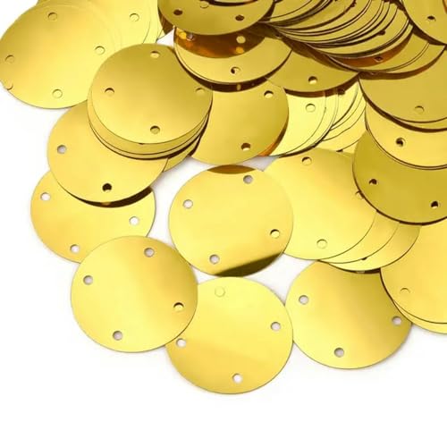 Pailletten für Aufnähen, 4 Löcher, Silber, s Crafts, 50 g, flach, groß, rund, for Kleidungsstücke, Handtaschen, Zubehör, DIY, Gold/Schwarz, Flocken, 20/25/35 mm(C 35mm) von VHTDFEVXO