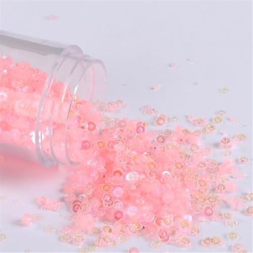 Pailletten für Aufnähen, 4000 Teile/los 2mm Flache Runde Lose ss Geeignet for Nähen Hochzeit Handwerk, Kleid Nähen Zubehör(Transparent Pink) von VHTDFEVXO