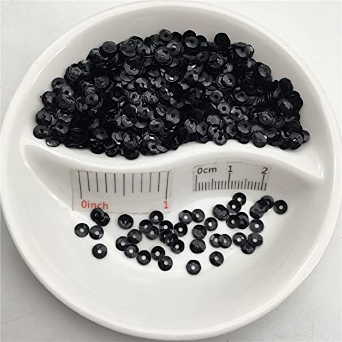 Pailletten für Aufnähen, 4mm Tasse Runde Solide Farbe Lose Nähen Handwerk for Hochzeit Dekoration Kleidungsstück Kleid Schuh CapsDIY(Black) von VHTDFEVXO