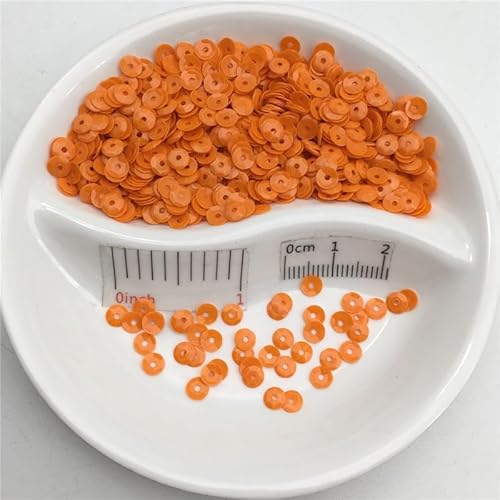 Pailletten für Aufnähen, 4mm Tasse Runde Solide Farbe Lose Nähen Handwerk for Hochzeit Dekoration Kleidungsstück Kleid Schuh CapsDIY(Solid Orange) von VHTDFEVXO