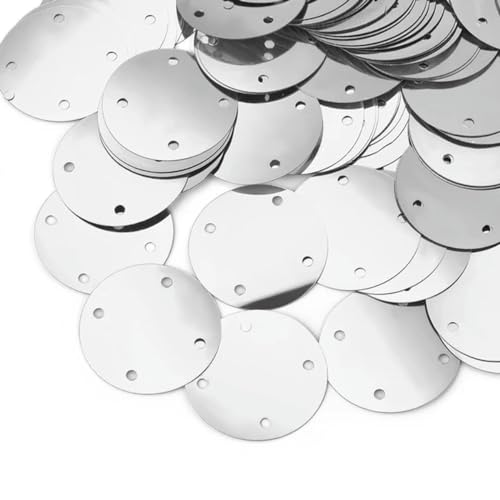 Pailletten für Aufnähen, 50 g/Packung, große runde Perlen, 4 Löcher, Goldbandflocken, lose Perlen, Bastelzubehör, DIY-Kleidersack-Anhänger, 20/25/35 mm(Sliver 35mm) von VHTDFEVXO