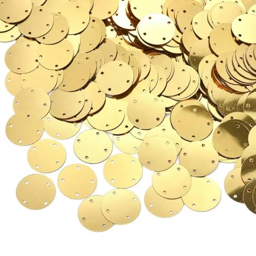 Pailletten für Aufnähen, 50 g/Packung, große runde Perlen, 4 Löcher, Goldbandflocken, lose Perlen, Bastelzubehör, DIY-Kleidersack-Anhänger, 20/25/35 mm(Yellow 20mm) von VHTDFEVXO