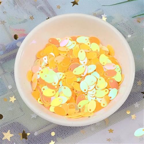 Pailletten für Aufnähen, 500 teile/los 5x8mm Kleine Oval Ei Form s Flache Ellipse s mit 1 Seite Loch Geeignet for Bauchtanz Kleid DIY Nähen Zubehör(Ab Yellow) von VHTDFEVXO