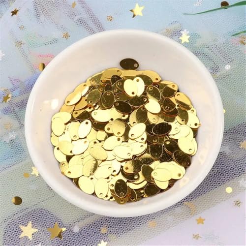 Pailletten für Aufnähen, 500 teile/los 5x8mm Kleine Oval Ei Form s Flache Ellipse s mit 1 Seite Loch Geeignet for Bauchtanz Kleid DIY Nähen Zubehör(Light Golden) von VHTDFEVXO