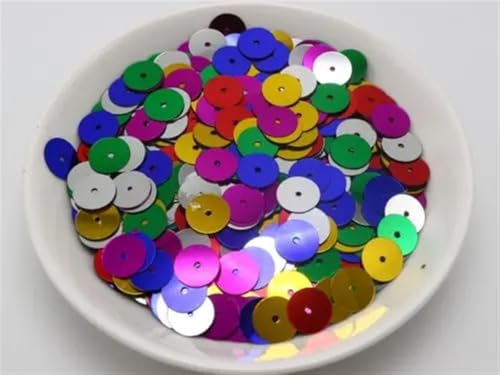 Pailletten für Aufnähen, 60 Gramm 5 mm 6 mm 8 mm 10 mm 12 mm flach rund lose SS geeignet for Nähen Hochzeit(Multi Colored,12MM 1200PCS) von VHTDFEVXO