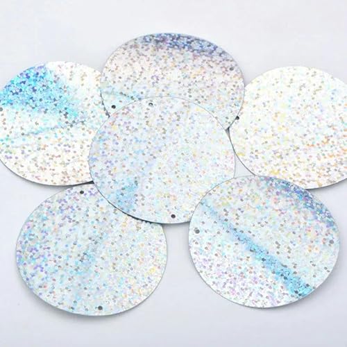 Pailletten für Aufnähen, 60 mm, silber-goldfarben, große Sterne, flach for Nähen for Kleidung, Weihnachtsdekoration, Basteln, 100 g(50mm Round) von VHTDFEVXO