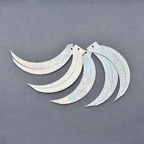 Pailletten für Aufnähen, 60 mm, silber-goldfarben, große Sterne, flach for Nähen for Kleidung, Weihnachtsdekoration, Basteln, 100 g(50x83.0mm Sickle) von VHTDFEVXO