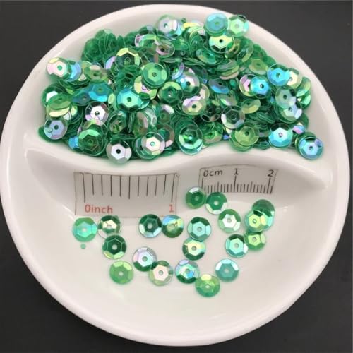 Pailletten für Aufnähen, 6mm Tasse Runde Nähen Handwerk for Hochzeit Dekoration Kleidungsstück Kleid Schuh Kappe DIY(D Green) von VHTDFEVXO