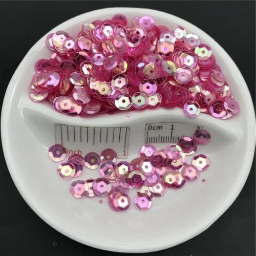 Pailletten für Aufnähen, 6mm Tasse Runde Nähen Handwerk for Hochzeit Dekoration Kleidungsstück Kleid Schuh Kappe DIY(Fuchsia) von VHTDFEVXO