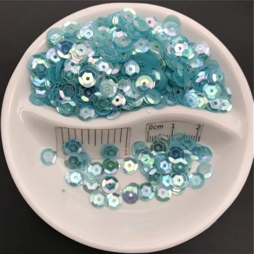 Pailletten für Aufnähen, 6mm Tasse Runde Nähen Handwerk for Hochzeit Dekoration Kleidungsstück Kleid Schuh Kappe DIY(L Blue) von VHTDFEVXO