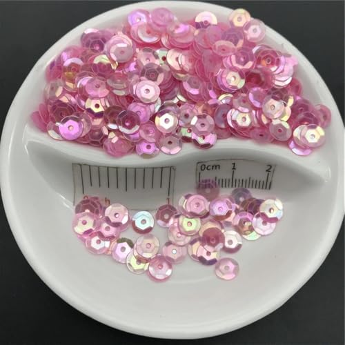 Pailletten für Aufnähen, 6mm Tasse Runde Nähen Handwerk for Hochzeit Dekoration Kleidungsstück Kleid Schuh Kappe DIY(L Pink) von VHTDFEVXO