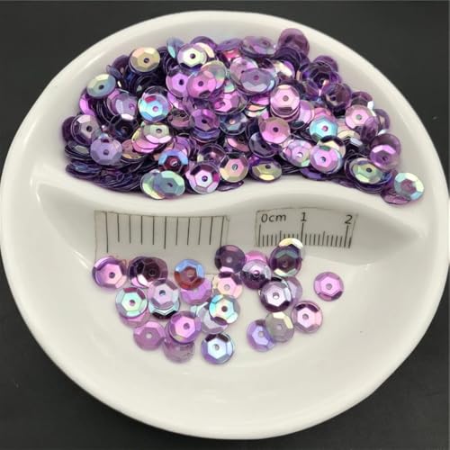 Pailletten für Aufnähen, 6mm Tasse Runde Nähen Handwerk for Hochzeit Dekoration Kleidungsstück Kleid Schuh Kappe DIY(Purple) von VHTDFEVXO