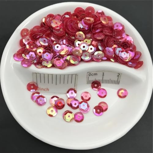 Pailletten für Aufnähen, 6mm Tasse Runde Nähen Handwerk for Hochzeit Dekoration Kleidungsstück Kleid Schuh Kappe DIY(Red) von VHTDFEVXO