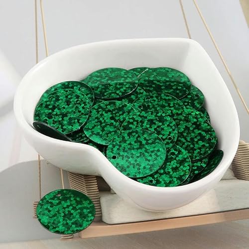 Pailletten für Aufnähen, Schwarz 90 Teile/los Dia 20mm Hologramm Große Runde Lose ss Nähen Hochzeit Handwerk Kleidungsstück Zubehör(Dark Green) von VHTDFEVXO