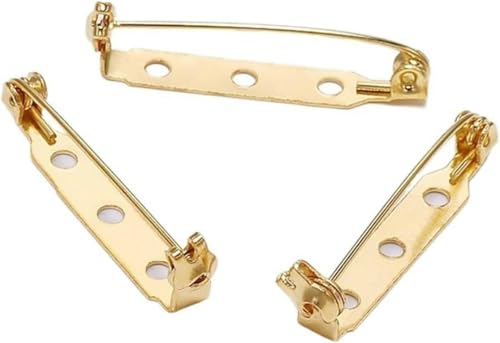 VHTDFEVXO 50 Stück 20/25/32/38 mm Anstecknadeln, Broschensockel, Verschluss, Ausweishalter, Brosche for DIY-Schmuckherstellung, 25 mm, Gold(Gold,32mm) von VHTDFEVXO