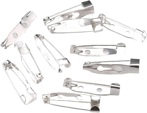 VHTDFEVXO 50 Stück silberfarbene Broschen-Clip-Anstecknadeln, Broschen-Rohling for die Schmuckherstellung, DIY-Fundstücke, 25 mm, silberfarben(20mm) von VHTDFEVXO