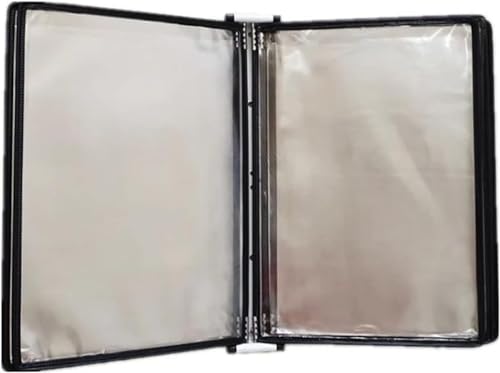 VHTDFEVXO A4-Dokumentenhalter zur Wandmontage, Wandmontierter Aktenhalter for A4-Ordner, Poster-Flip-Book-Display mit 10 Feldern(Black) von VHTDFEVXO