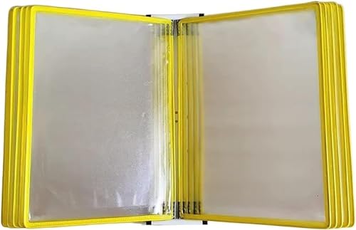 VHTDFEVXO A4-Dokumentenhalter zur Wandmontage, Wandmontierter Aktenhalter for A4-Ordner, Poster-Flip-Book-Display mit 10 Feldern(Giallo) von VHTDFEVXO