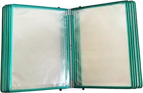 VHTDFEVXO A4-Dokumentenhalter zur Wandmontage, Wandmontierter Aktenhalter for A4-Ordner, Poster-Flip-Book-Display mit 10 Feldern(Green) von VHTDFEVXO