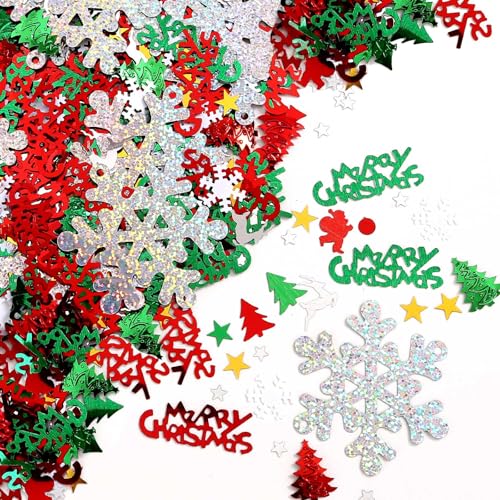 Weihnachtskonfetti, 60 ml, glänzend, metallisch, Frohe Weihnachtsbaum, Schneeflocke, Hirsch, Weihnachtsmann, Sterne, Formen, Konfetti für Innenbereich, Zuhause, Büro, Tischdekoration Weihnachtskonfetti, 60 ml, glänzend, metallisch, Frohe Weihnachtsbaum, Schneeflocke, Hirsch, Weihnachtsmann, Sterne, Formen, Konfetti für Innenbereich, Zuhause, Büro, Tischdekoration von VHUWE