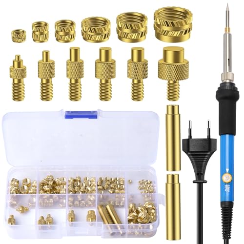 VIBINHO Gewindeeinsätze Lötspitzen Set, 130 Stück Einschmelzgewinde, 6 Lötspitzen, 3D Druck Gewindeeinsätze Einfache Bedienung, Gewindeeinsätze M2/M3/M4/M5/M6/M8 von VIBINHO