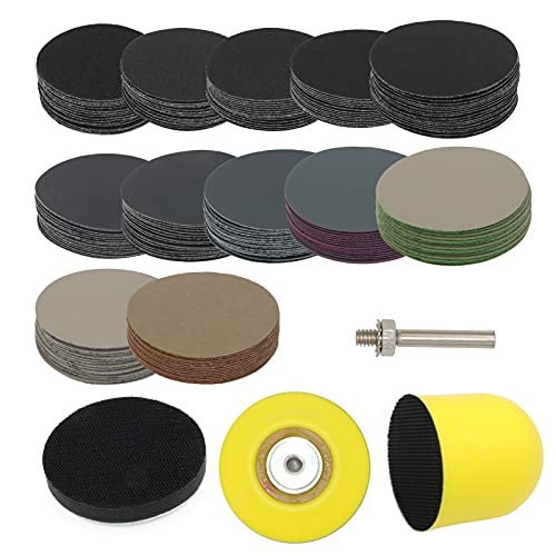 VIBRATITE 184 Stück Schleifscheiben 50mm Klett Nasse Trockene Schleifpads, (Körnung 60-10000) Sandpapier Schleifwerkzeug Mit 1/4 Zoll-Schaft für Holz Metall Spiegel Schmuck Polieren von VIBRATITE