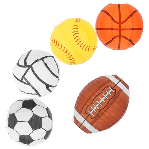 5 Stück Sportliche Papierlaternen für Basketball Fußball Rugby Volleyball und Baseball Einfache Dekoration für Partys und Veranstaltungen Leicht Aufzuhängen und Langlebig von VICASKY