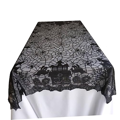 Halloween Tischdecke aus Schwarzem Spitzenstoff Tischüberwurf für Home Halloween Dekoration und Partys Halloween Tischdecke aus Schwarzem Spitzenstoff Tischüberwurf für Home Halloween Dekoration und Partys von VICASKY