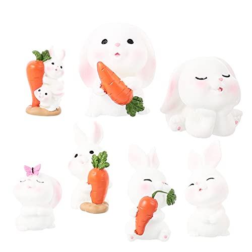 VICASKY 1 Satz Cartoon-kaninchen-ornamente Figuren Maske Coop Tiere Hasen Bären Heu Chinchilla Plüsch Ratte Pflege Mikro-ornamente Gartenverzierung Harz 7st von VICASKY