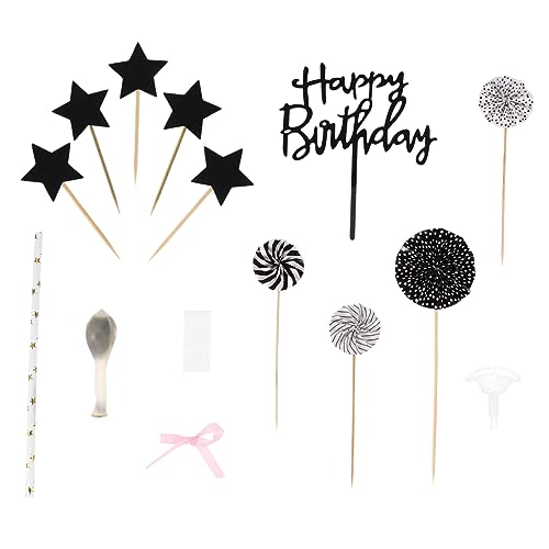 VICASKY 1 Satz Geburtstagskarte Herren schwarze Anzüge Kuchendekoration Luftballons Cupcake-Topper Tortenaufsätze für Geburtstage Geburtstagskuchen Karte einführen von VICASKY