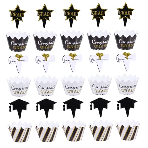 VICASKY 1 Satz Geburtstagstorten Dekorationen Papier Cupcake Topper Und Ränder Für Abschlussfeiern Und Hochwertige Sichere Materialien Klare Drucke Für Auffällige Präsentationen 24 Stück VICASKY 1 Satz Geburtstagstorten Dekorationen Papier Cupcake Topper Und Ränder Für Abschlussfeiern Und Hochwertige Sichere Materialien Klare Drucke Für Auffällige Präsentationen 24 Stück von VICASKY
