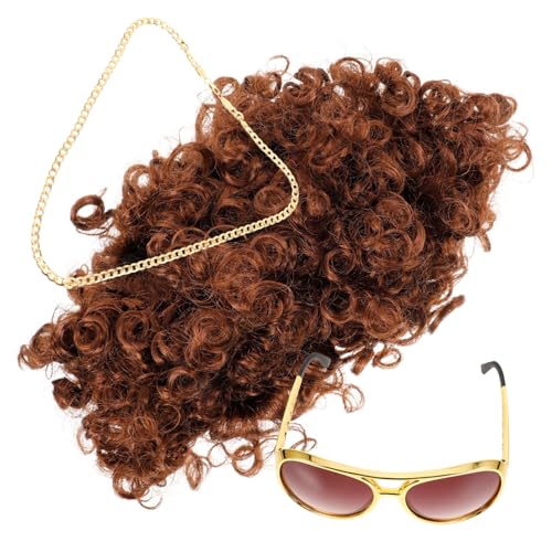 VICASKY 1 Satz Jahre Party Cosplay Katzenkopf Perücke mit Sonnenbrille und Halskette für Männer Disco Kostümaccessoires für Halloween und Bühnenauftritte VICASKY 1 Satz Jahre Party Cosplay Katzenkopf Perücke mit Sonnenbrille und Halskette für Männer Disco Kostümaccessoires für Halloween und Bühnenauftritte von VICASKY