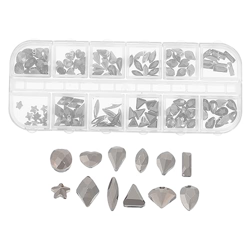 VICASKY 1 Schachtel DIY Nagel bohrer Edelsteine ​​für Nägel Kristalle Strassstein für Nägel Maniküre Strass Nailart-Anhänger mit Strasssteinen bunt Nagel Charms Nagel Strass Metall Schwarz von VICASKY