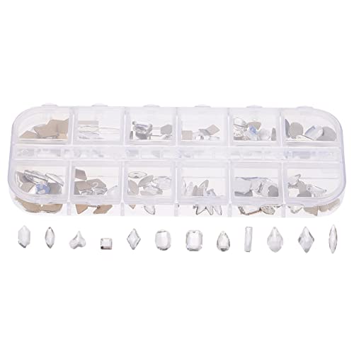 VICASKY 1 Schachtel DIY Nagel bohrer Edelsteine ​​für Nägel Nagel Strass Strasssteine ​​für Nägel Nagel Diamanten Maniküre Strass Nagelhandwerk Nail-Art-Handwerk Nagel Charms Metall Weiß von VICASKY