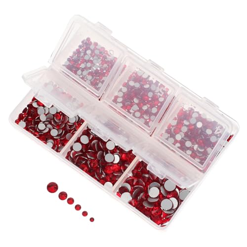 VICASKY 1 Schachtel Maniküre-Strass-Set Hotfix Wohnung UV Strasssteine ​​für die Nägel Basteln Nageledelsteine Tragen von Nagel-Strasssteinen Nail Strass-Kit Glas rot von VICASKY