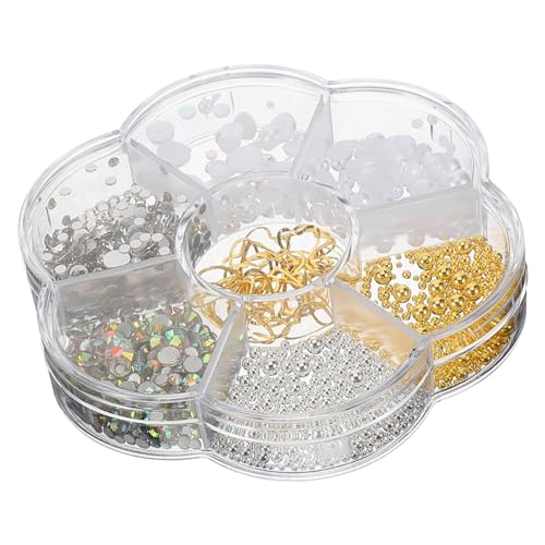 VICASKY 1 Schachtel Nail Art Perlen Schmuck für Nageldesign Dekorative Nagelcharms mit Glitzer und Perlen für Maniküre Zubehör für Besondere Anlässe von VICASKY
