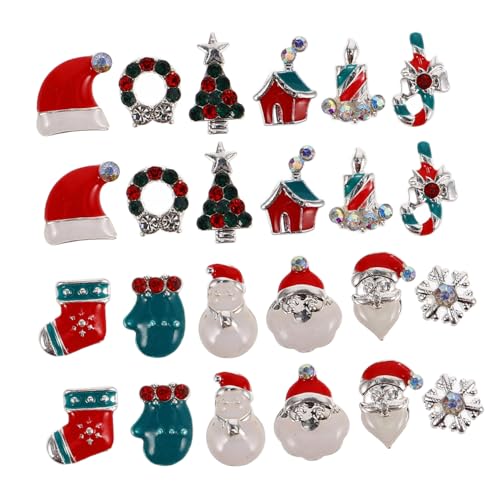 VICASKY 1 Schachtel Weihnachtliche Nagelsteine aus Langlebiger Legierung Fach Box mit Santa Schneeflocken Weihnachtsbaum Strümpfen Vielseitige Nail Charms für Festliche Maniküre und Diy von VICASKY