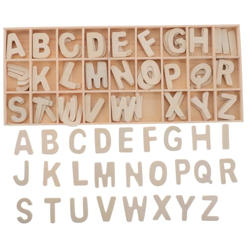 VICASKY 1 Set Holzbuchstaben Alphabet Holzbuchstaben Ausschnitt Holzalphabet Buchstaben Malmaterialien Ausschnitte Malornament Unbehandeltes Holz Buchstaben Ausschnitt von VICASKY