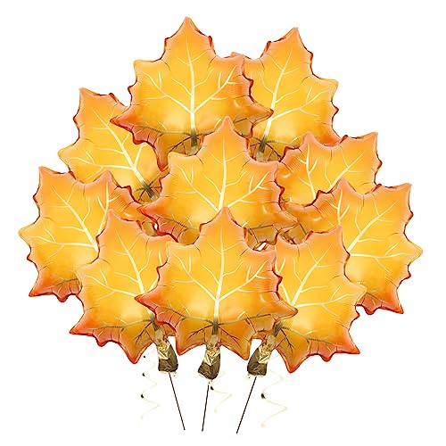 VICASKY 10 Stück Ahornblatt Folienballons Herbstliche Partydekoration für Thanksgiving Aluminium Folienballons Gelb für Kreative Festlichkeiten und Unvergessliche von VICASKY