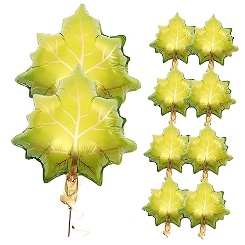 VICASKY 10 Stück Ahornblatt Folienballons für Thanksgiving Grüne Aluminium Folienballons zur Dekoration von Herbstfeiern und Abschlussfeiern für Festliche Anlässe von VICASKY